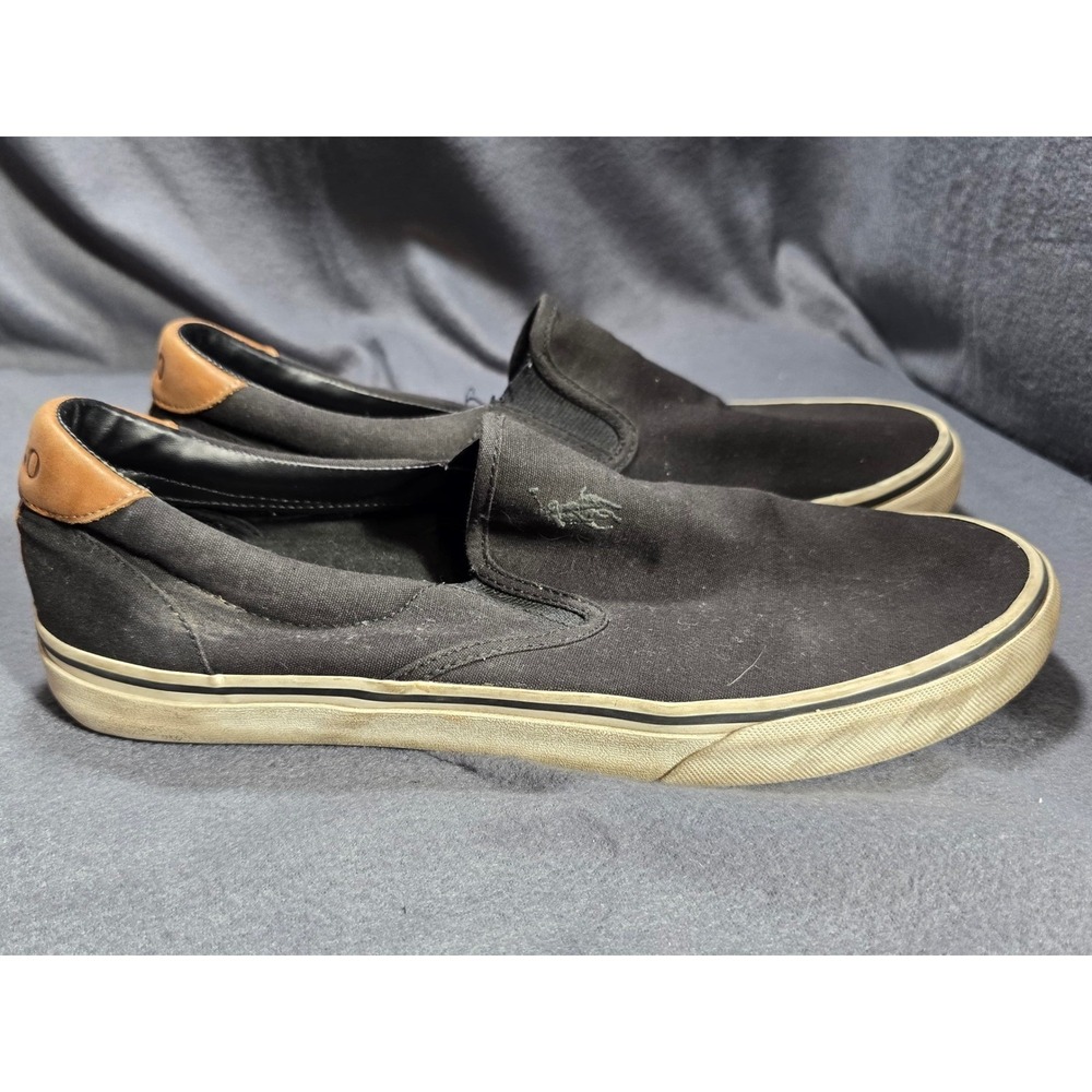 Polo Ralph Lauren Thompson Black Canvas Slip On Loafers Casual‎ Shoes Size 12